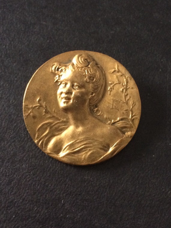 Art Nouveau Lady Brooch Victorian Lady pin girl woman portrait brooch