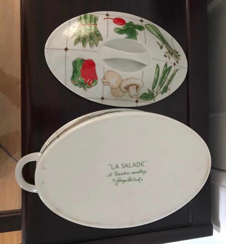 Georges Briard La Salade Ceramic covered Casserole Dish Vintage Mid Century Vegetable design