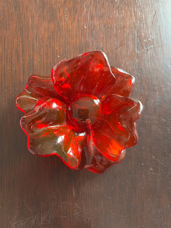 Vtg 1960s Cellulose Acetate Flower Brooch 3” Layer