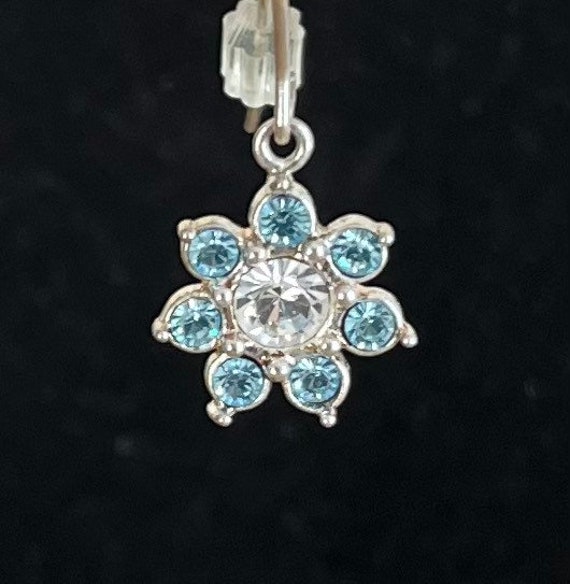 Blue Topaz & CZ earrings AVON sterling flower earr