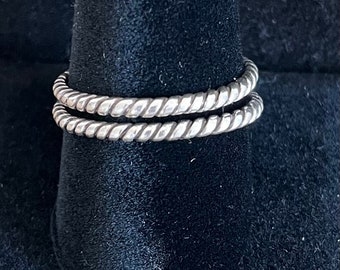 2 Sterling silver Avon stackable rope rings sz 11