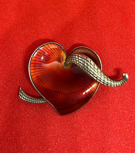 Albert Scharning Scandinavian enamel heart and rib