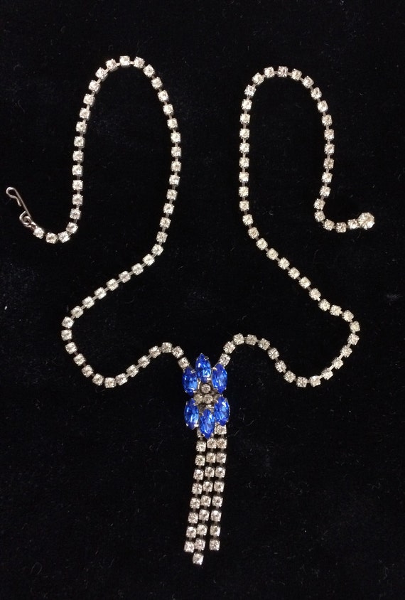 Dark blue and clear Rhinestone Necklace - Vintage 