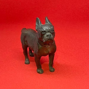 Antique bronze French bulldog figurine Frenchie statue