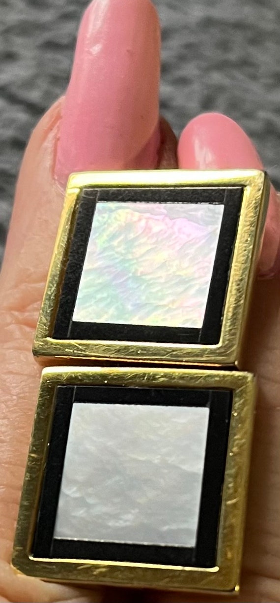 Onyx framed mother of pearl square cufflinks - image 7