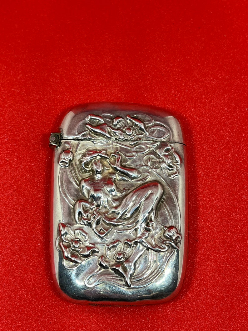 Art Nouveau Sterling Silver Match Safe Woman Smoking Cigarette - Etsy