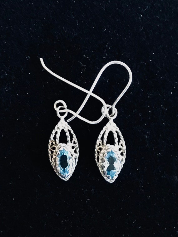 Blue Topaz & Sterling silver filigree earrings