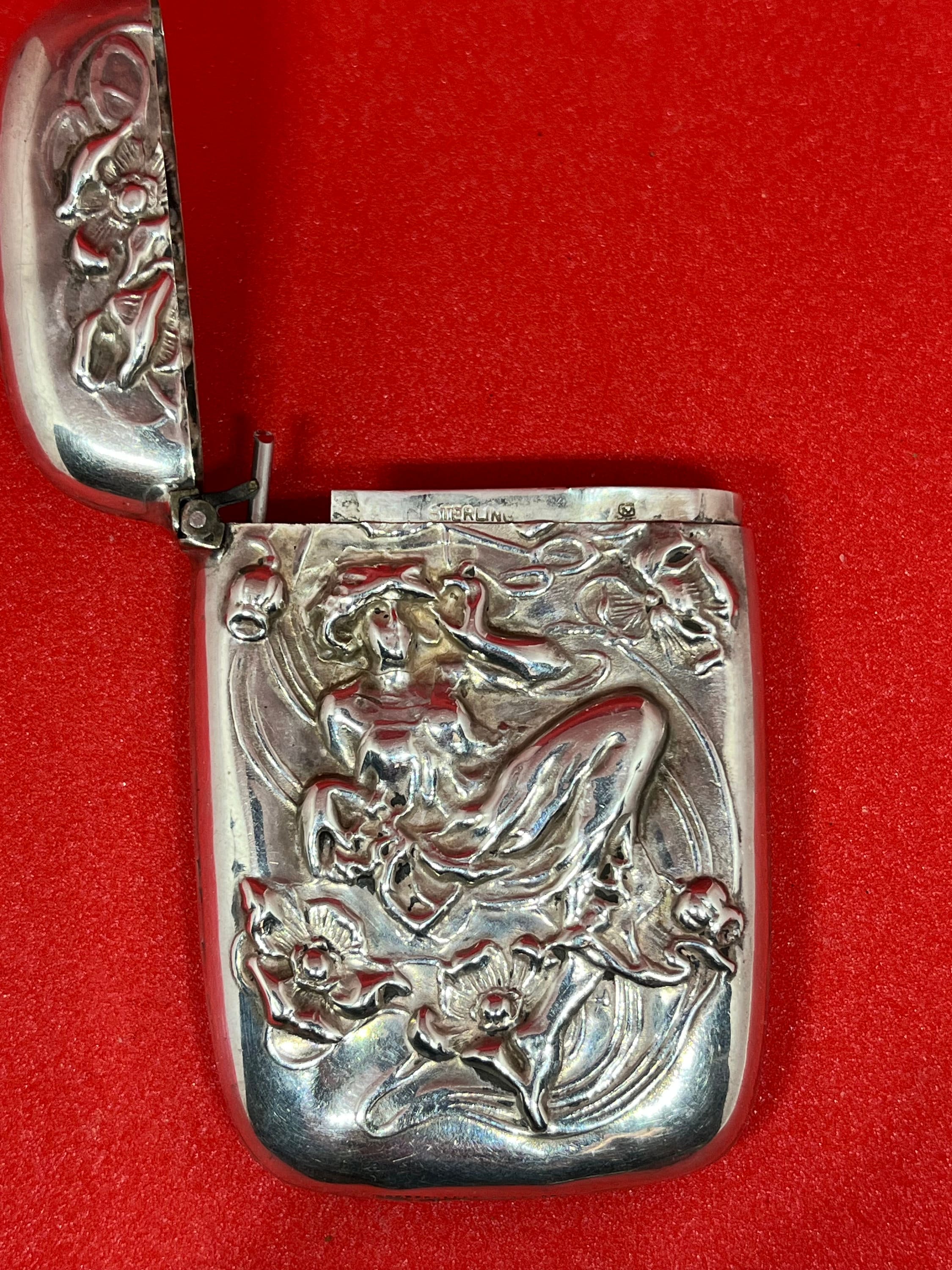 Art Nouveau Sterling Silver Match Safe Woman Smoking Cigarette - Etsy