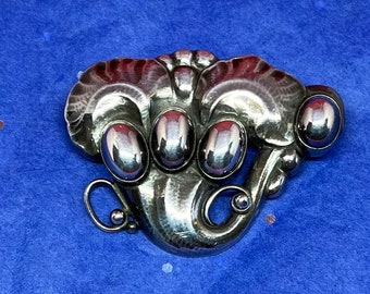 Raro Georg Jensen Sterling Silver Art Nouveau Broche diseño 105 Dinamarca