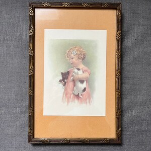 Bessie Pease Gutmann Friendly Enemiesprint 1937 adorable little girl puppy kitty image 2