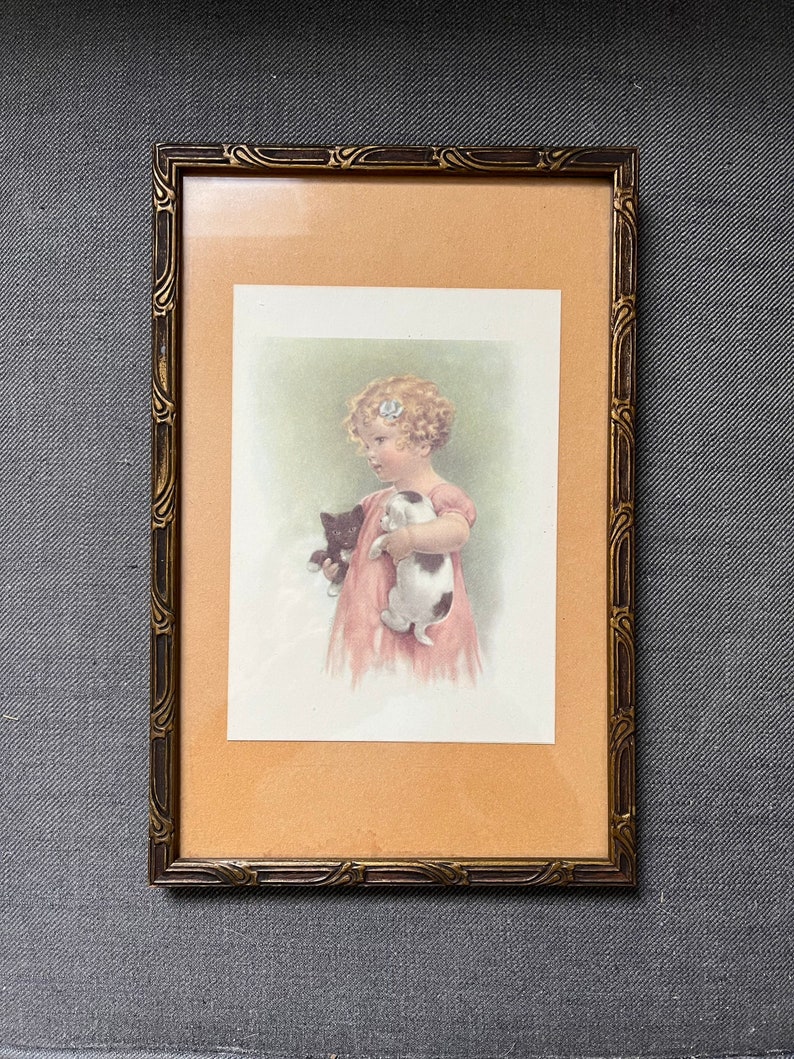 Bessie Pease Gutmann Friendly Enemiesprint 1937 adorable little girl puppy kitty image 2