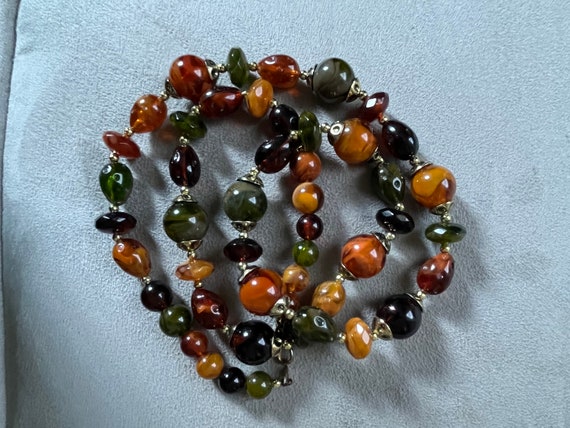 Vtg imitation art glass necklace 30” beautiful au… - image 1