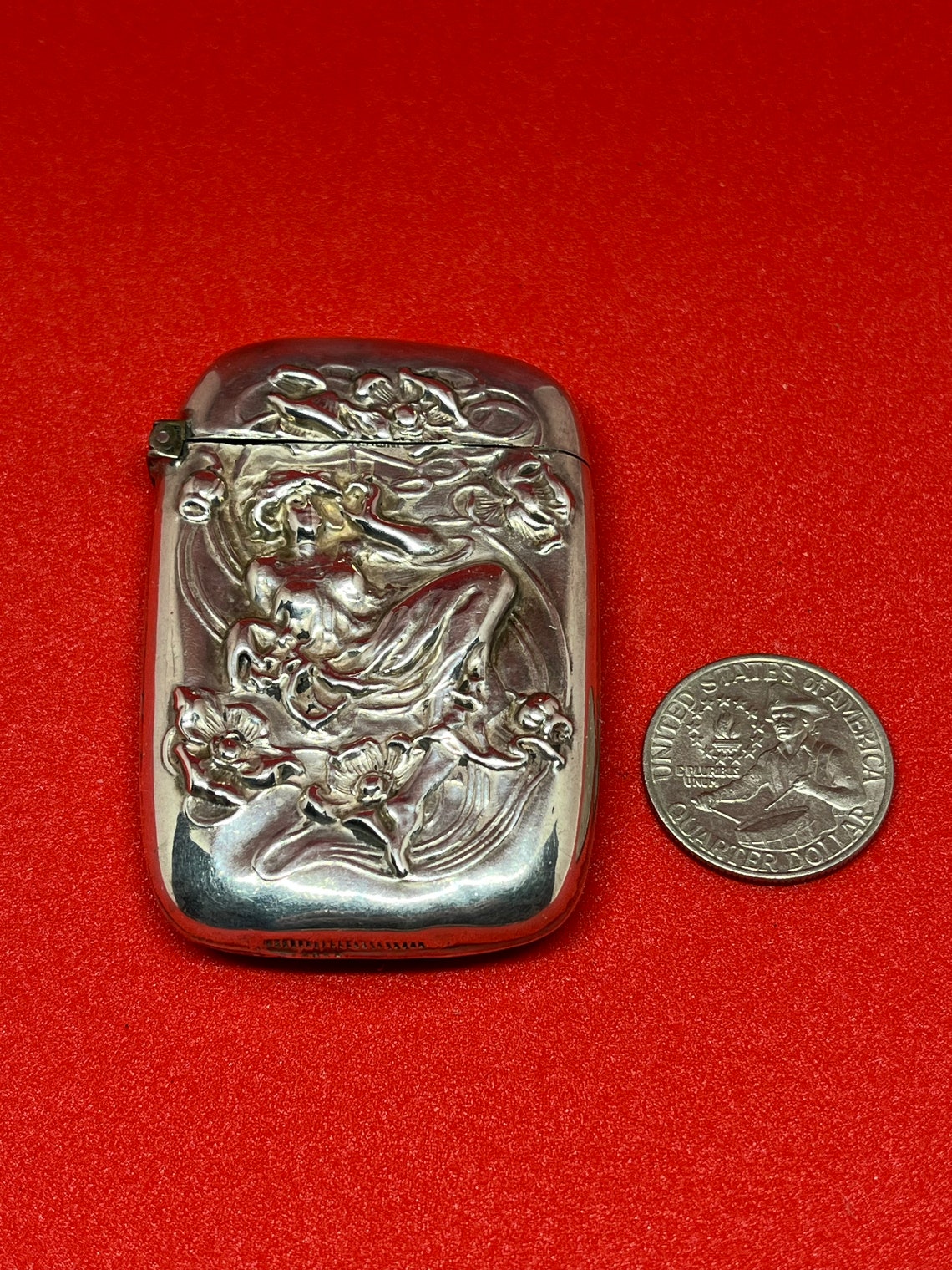 Art Nouveau Sterling Silver Match Safe Woman Smoking Cigarette - Etsy