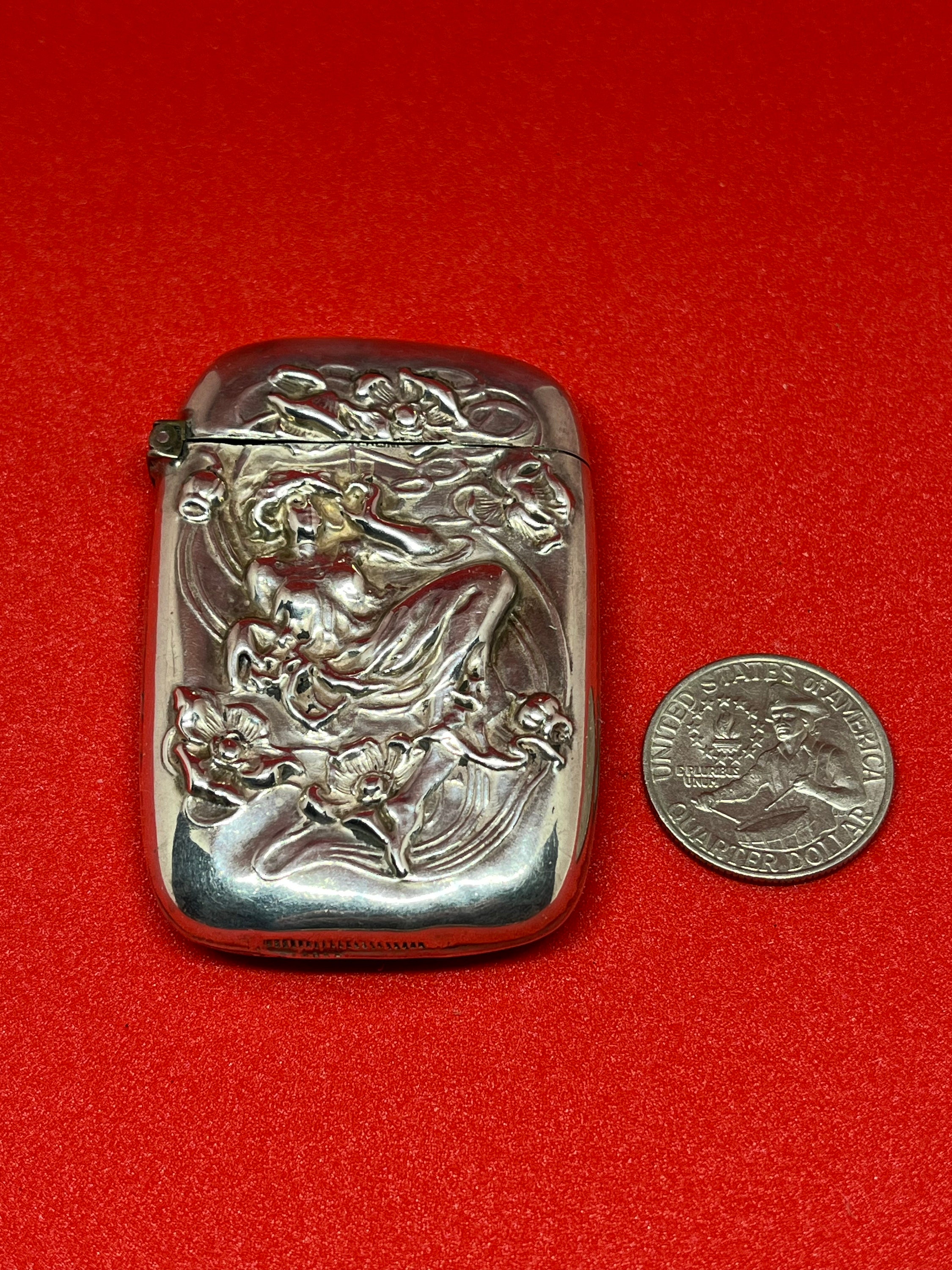 Art Nouveau Sterling Silver Match Safe Woman Smoking Cigarette - Etsy