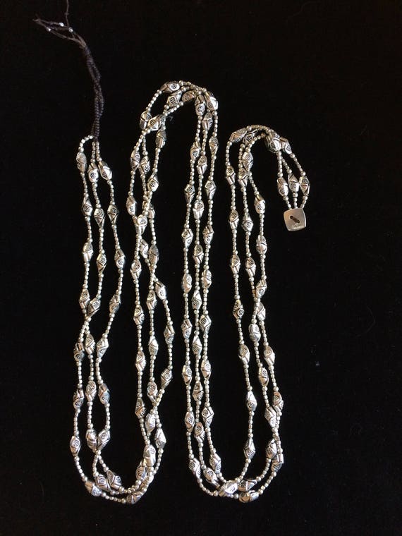 Vtg 36" Nakamol three strand Necklace entirely Be… - image 3