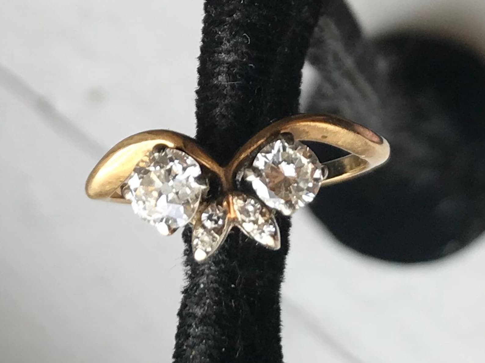 Unusual Vtg Estate Double Diamond Ring in 14 Karat Gold - Etsy