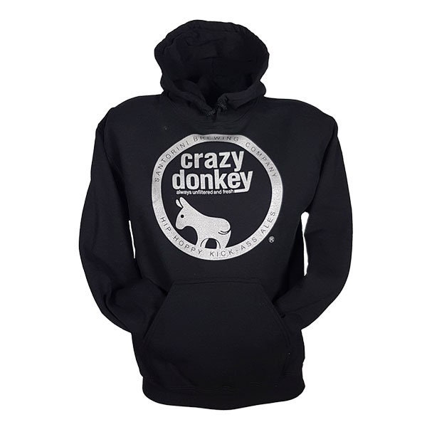 Sudadera con capucha Crazy Donkey / Negro / Cervecería Donkey / Santorini / Sudadera con capucha para hombre