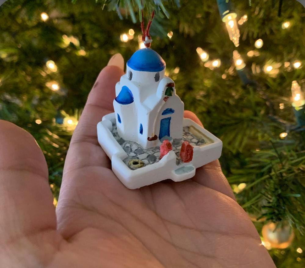 Handmade Santorini Church Miniature | Christmas Tree Ornament