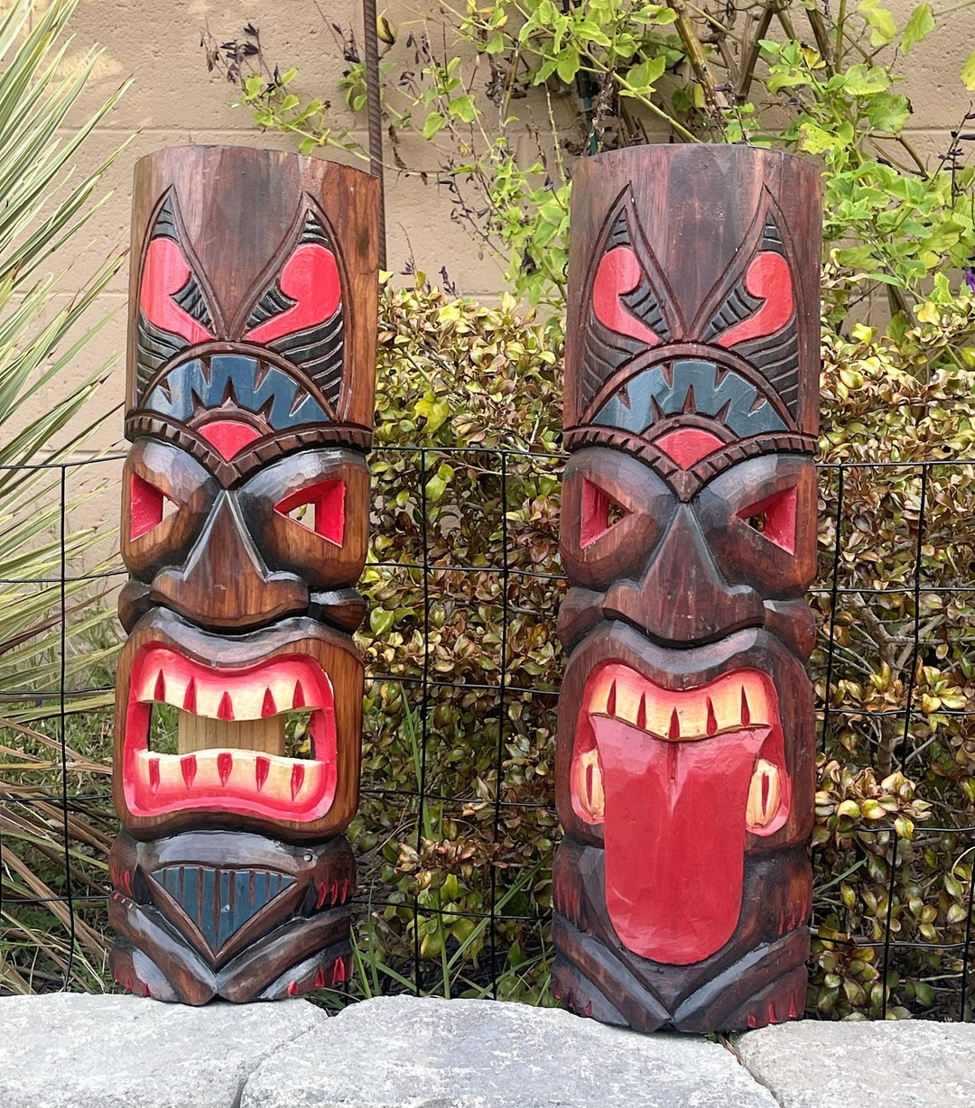 20 Tiki Masks tahitian Warriors Set of 2 W/free Etsy