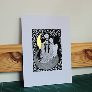 Mermaid Folktale Illustration, Merfolk Fantasy Embellished Print