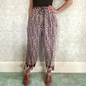 Vintage Block Print Harem Pants: Handmade Rayon Balloon Pant