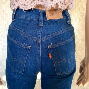 Vintage Levis 518 Jeans: 70s Orange Tab Denim, 25&quot; Waist, Frayed Hem