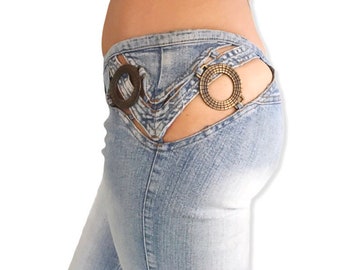 Cut Out Jeans Etsy