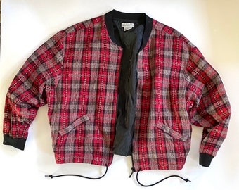 Vintage 90s Plaid Bomber Jacket: Men's Cropped Windbreaker (XX
