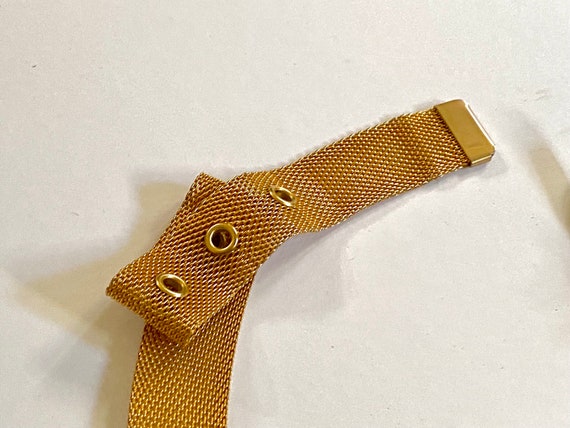 Vintage Gold Mesh Belt | Woven Gold Metallic Adju… - image 6
