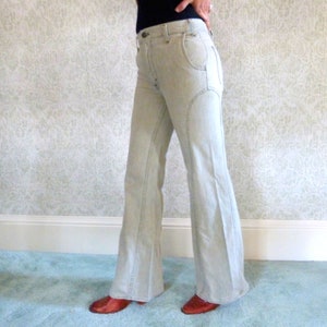 Vintage Levi&#39;s Bell Bottom Jeans: 70s Faded Green Denim, 29&quot; Waist