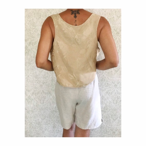 Vintage Golden Scalloped Tank Top | Sleeveless Cr… - image 7