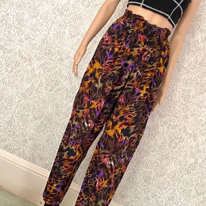 80s Animal Print Rayon Pants: Vintage High Waist Trousers