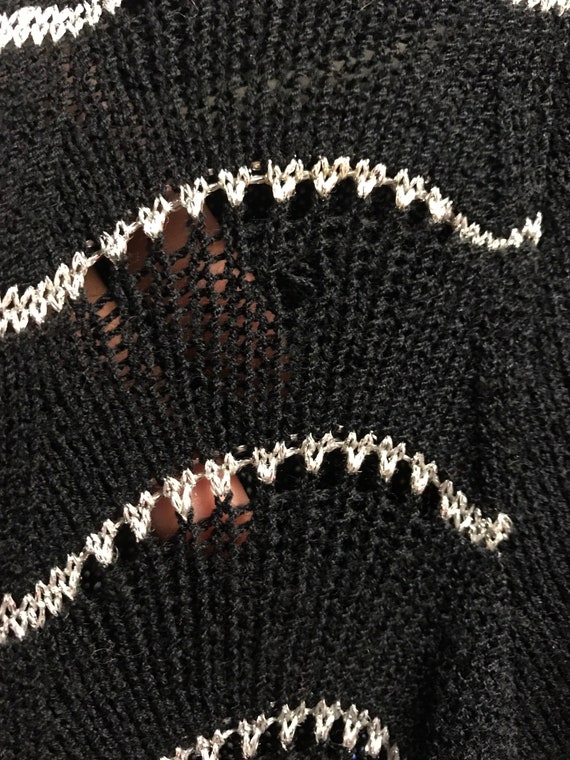 Vintage Knit Sweater Dress | 70s Black & Silver M… - image 9