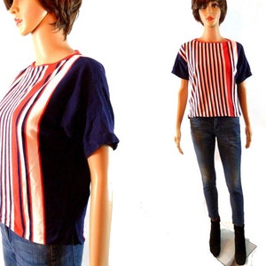 Vtg 60s T-shirt | True Vintage Striped Tee | 1960 Beach Boys Red, White & Blue | Surf Mod Shirt