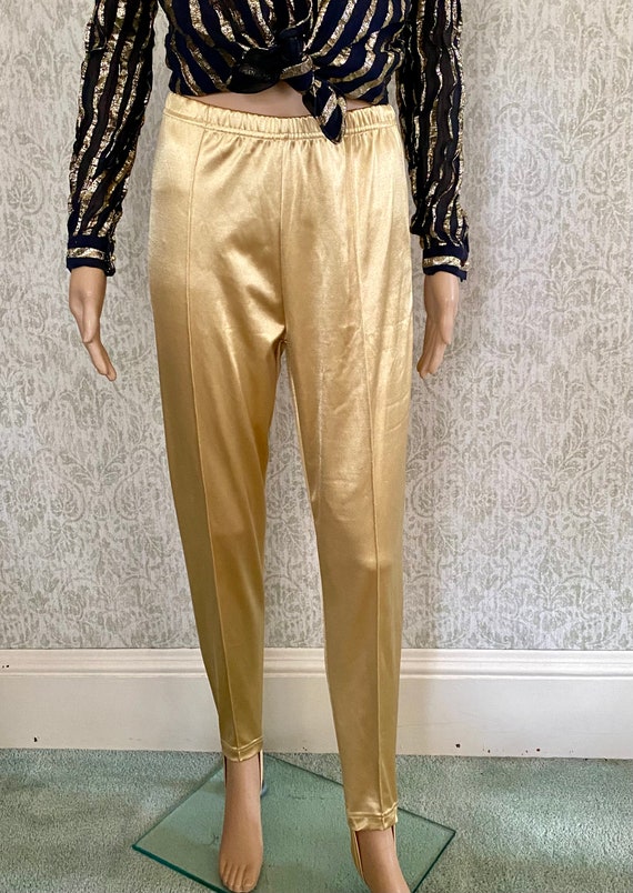 Vintage Gold Stirup Pants | Metallic Spandex Stir… - image 10