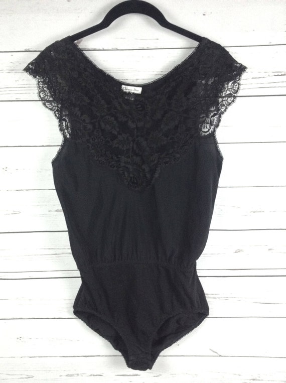 CHRISTIAN DIOR Black Lace Lingerie Vintage Black B