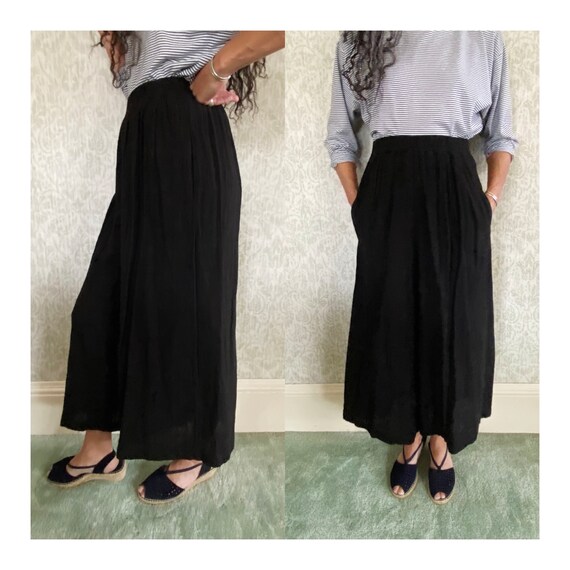 Vtg Black Palazzo Pants High Waisted  Cotton Vinta