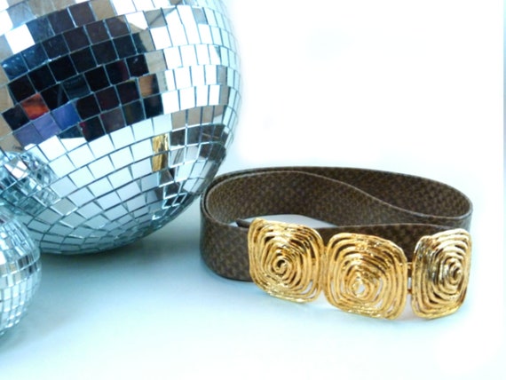 Vintage Snake Skin Belt Faux Snakeskin Leather 80… - image 8