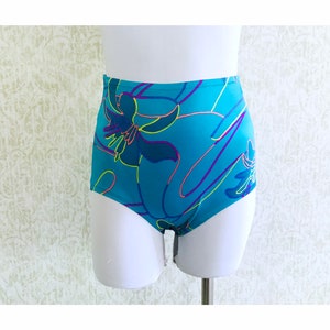 Vintage Floral Print Bikini Bottoms |80s 90s High Waisted High Cut Two Piece Bathing Suit Underwire Swimsuit
