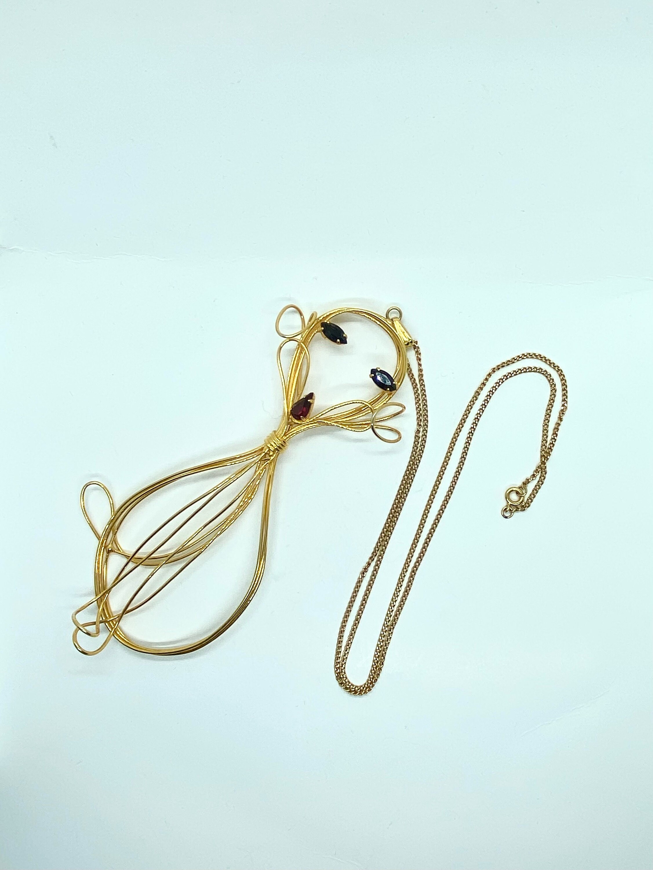 Antique 14K Gold Eyed Fox Pendant Necklace, Solid Gold