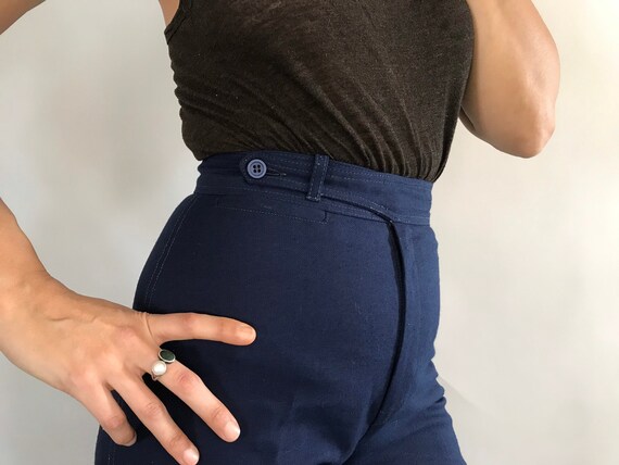 Ladies straight top leg navy trousers