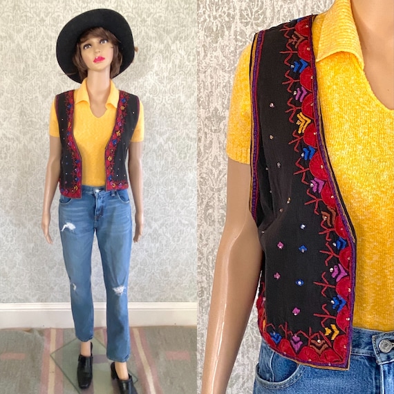 Vintage Embroidered Vest | ANOKHI Sequin Studded J