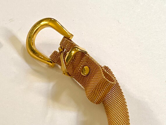 Vintage Gold Mesh Belt | Woven Gold Metallic Adju… - image 5