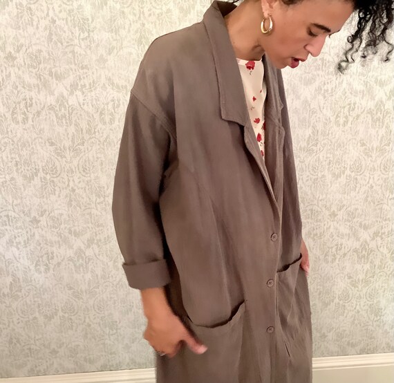 Vtg Long Cotton Duster Jacket | CMC Vintage Trenc… - image 5