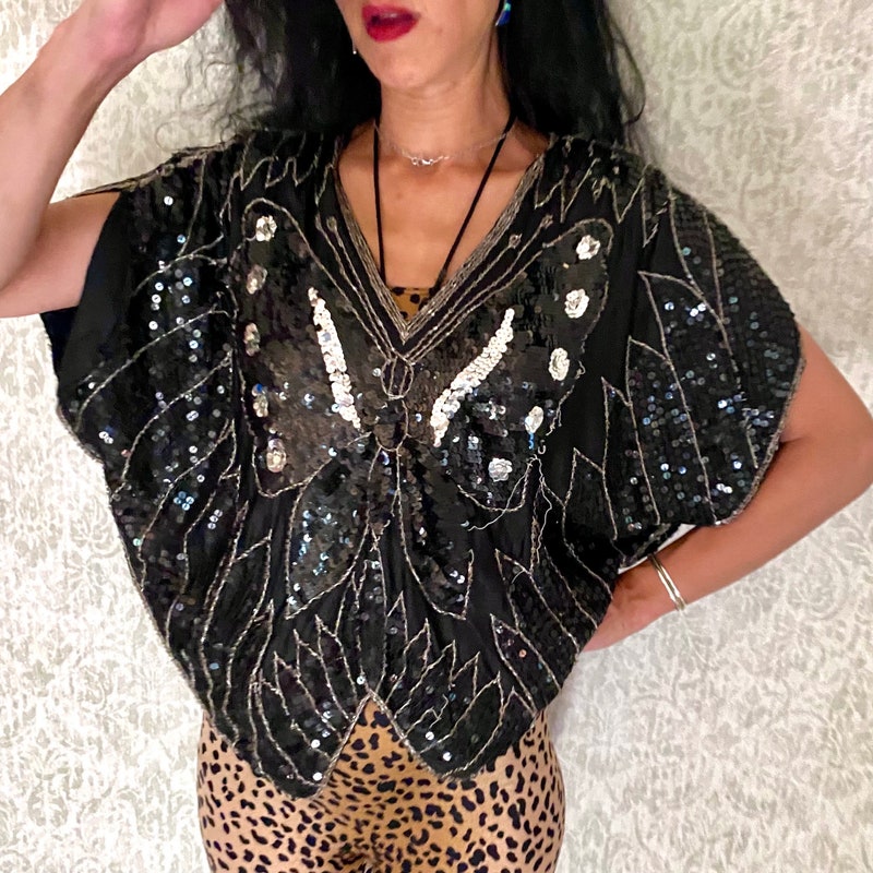 Sequin Butterfly Scoop Neck Cami