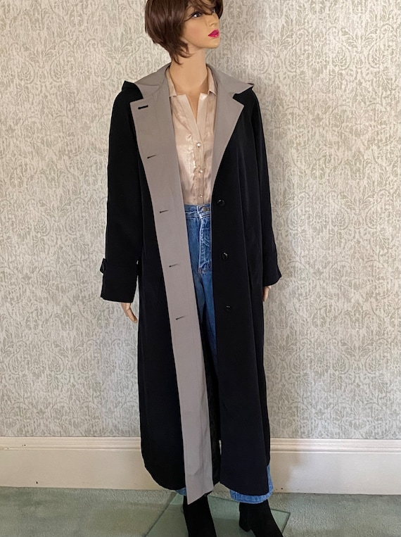 Vintage Black Raincoat | Hooded Trench Coat | GAL… - image 7