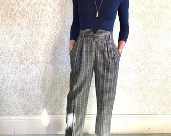 1950s Style Black Gabardine “marilyn” Pants – Vintage High-waisted