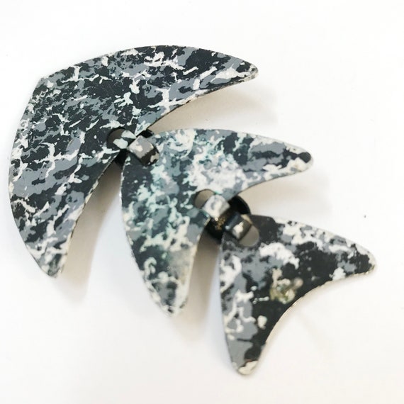 Vintage Marbled Dangle Earrings: 80s Geometric Ti… - image 7