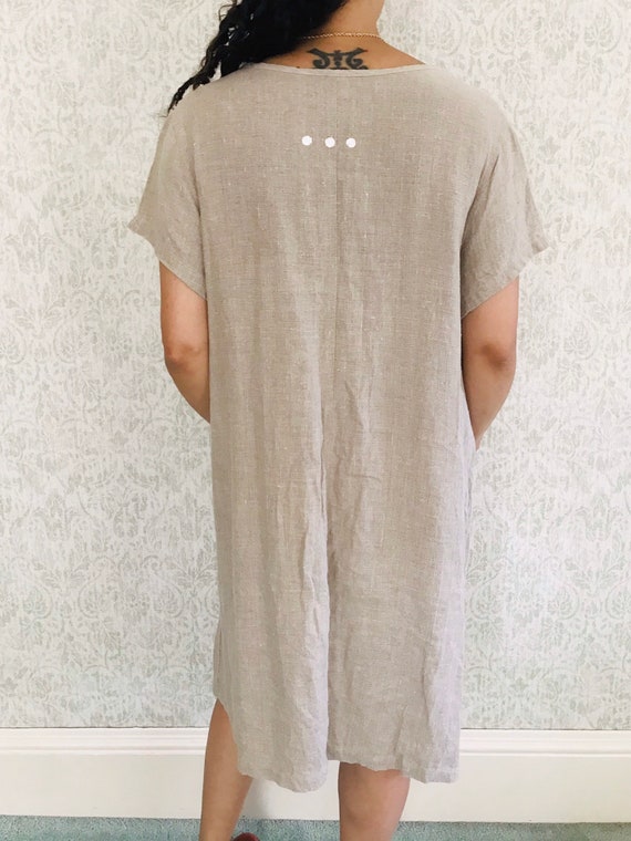 Vintage Linen Dress Oatmeal Minimalist Tent Overs… - image 10