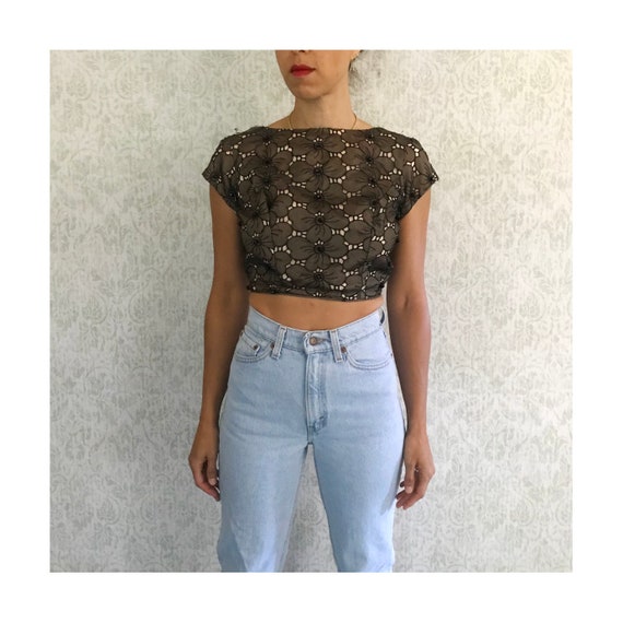 Vintage Lace Floral Blouse AS IS | 50s 60s Handma… - image 2